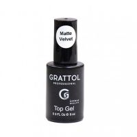 Матовый Топ бархат Grattol Matte Top Gel Velvet, 9 мл  [годен до 1.24]